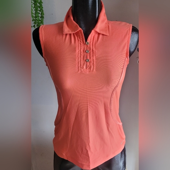 Reebok Orange Sleeveless Polo Top M - Picture 1 of 5